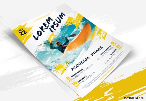 Yellow Flyer Layout with Brush Elements - 296814220