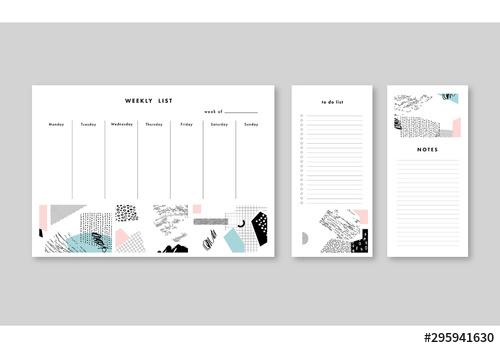Illsutrative Weekly Planner with Notes and To Do List Layouts - 295941630