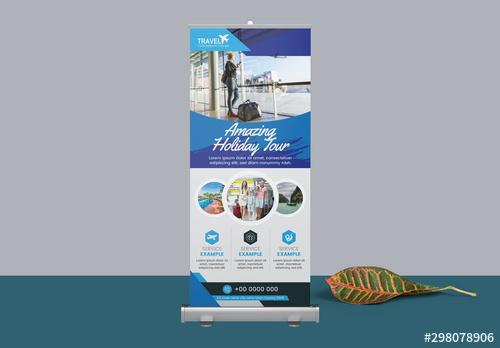 Blue Roll Up Banner Layout - 298078906