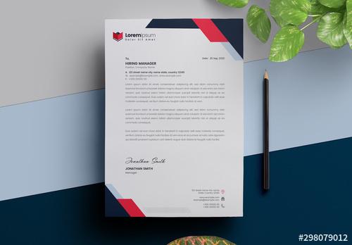 Letterhead Layout with Red Accents - 298079012