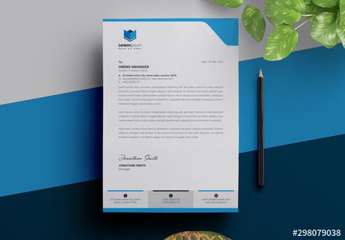Letterhead Layout with Cyan Accents - 298079038