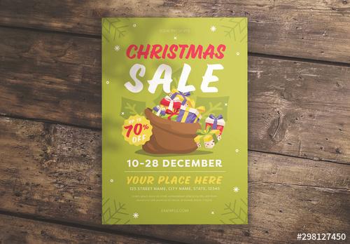Christmas Gift Sale Flyer Layout with Illustrated Presents - 298127450