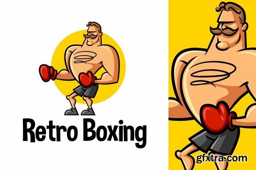 Retro Boxer Character Mascot Logo
