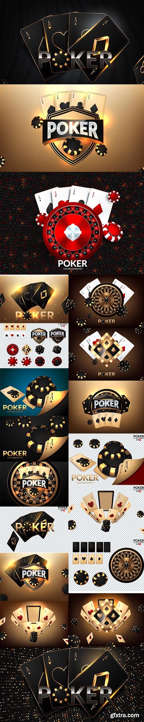 Vector Set of Casino Playing Cards Illustrations