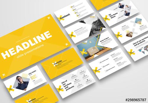 Business Presentation Layout with Yellow Crosses - 298965787