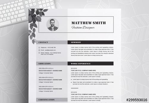 Grey Resume Layouts with Leaves - 299593016