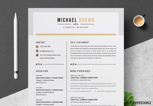 Resume Layout with Yellow Accents - 299593062