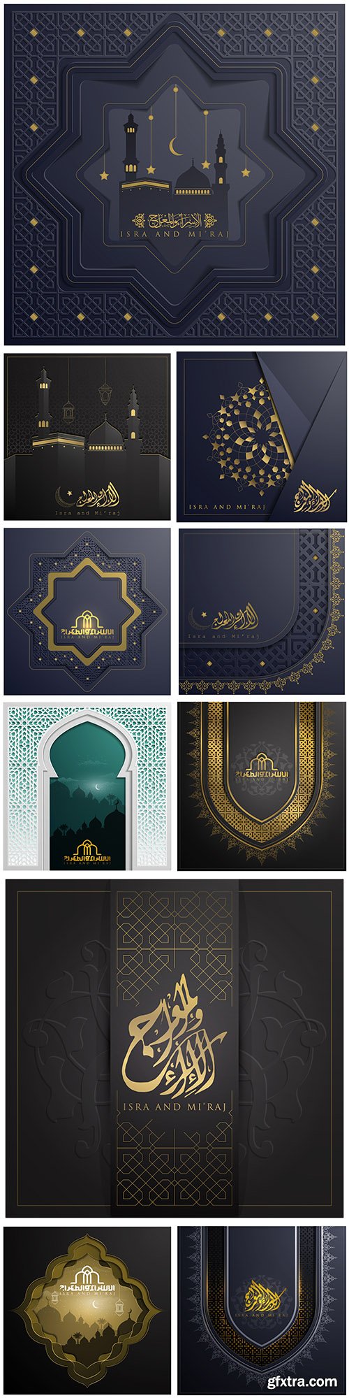 Isra and Mi\'raj Arab design illustrations