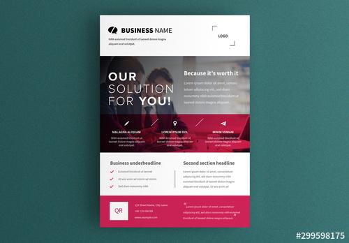 Corporate Business Flyer Layout with Red Overlay - 299598175