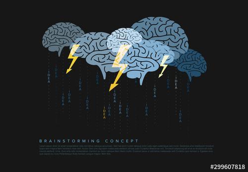 Brainstorming Infographic with Brain Illustration - 299607818