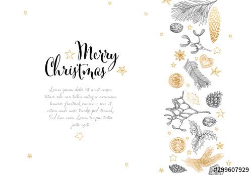Hand Drawn Christmas Card Layout - 299607929