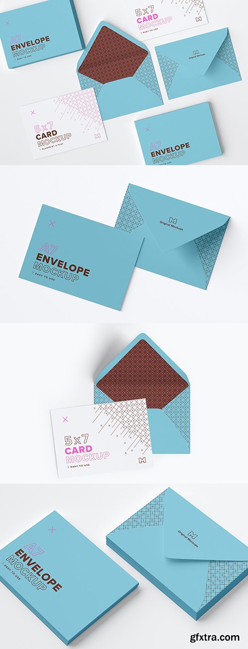 Closed envelope front and rear view Mockup