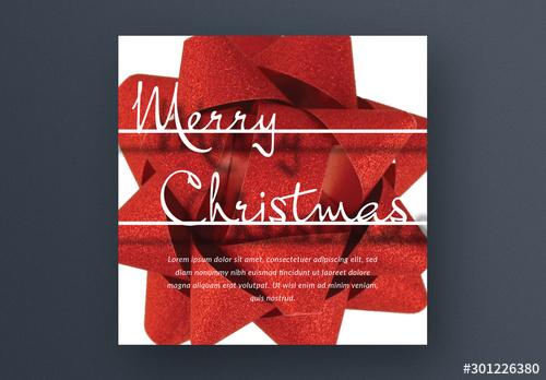 Christmas Card Layout with Red Bow - 301226380