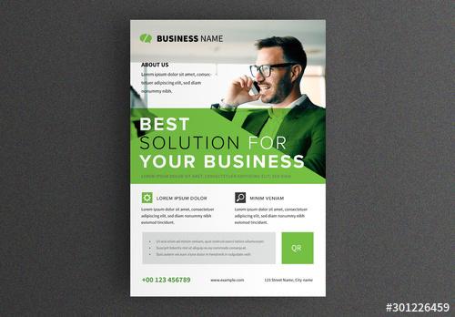 Elegant Business Flyer Layout with Green Accent - 301226459