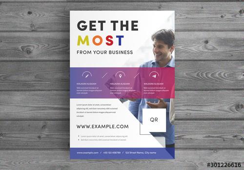 Business Flyer Layout with Blue and Red Accents - 301226616