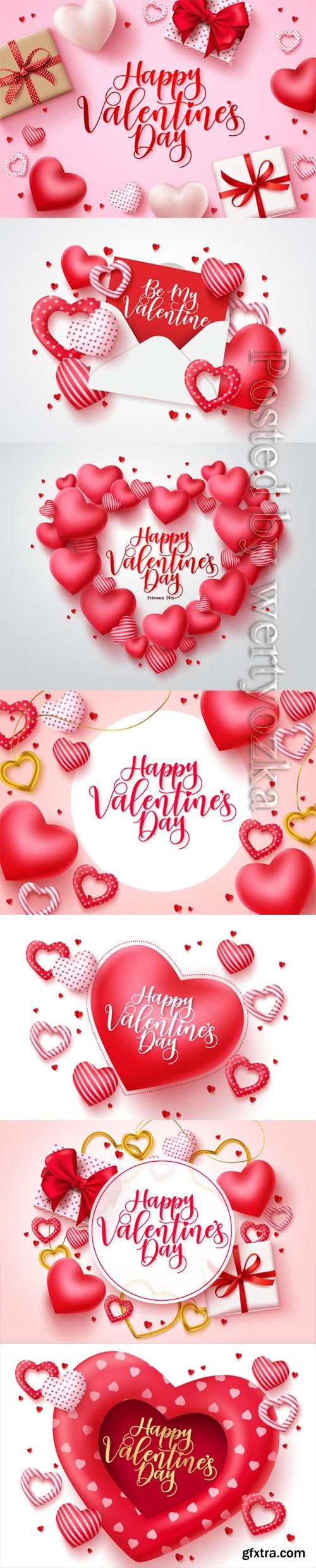 Happy Valentine\'s Day, vector hearts of couples in love # 2
