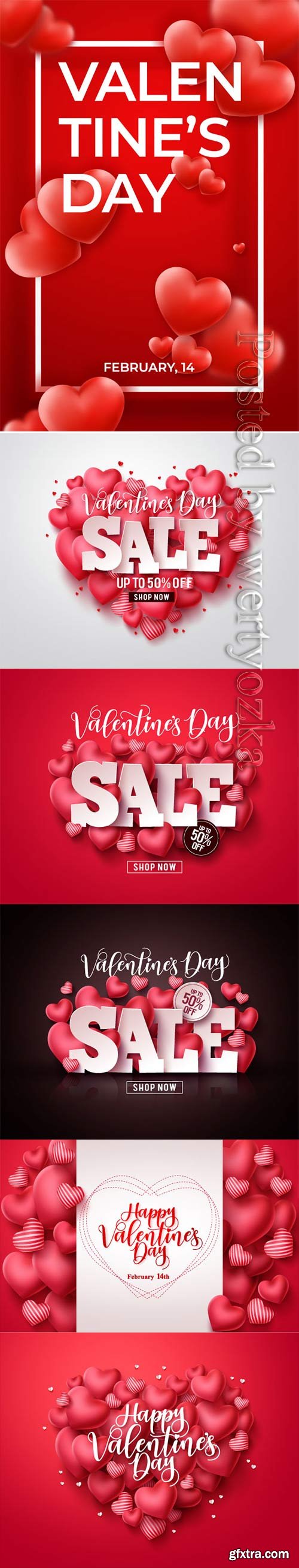 Happy Valentine\'s Day, vector hearts of couples in love # 13