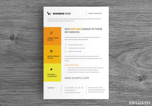 Business Flyer Layout with Yellow Accents - 301226393