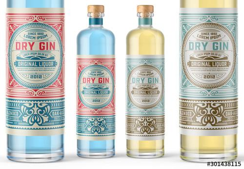 Vintage Gin Label Packaging Layout  - 301438115