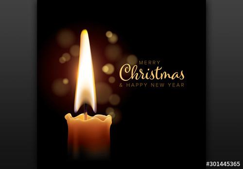 Christmas Flyer Layout with Candle Image - 301445365