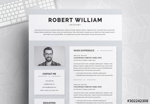 Gray Resume Layout with Photo - 302242308