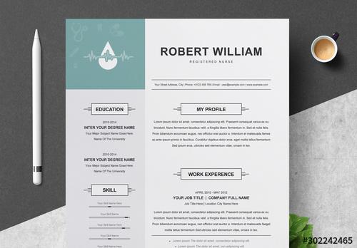 Resume Layout with Teal Accent - 302242465