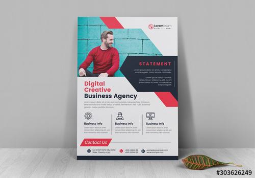 Corporate Flyer Layout with Red Accents - 303626249