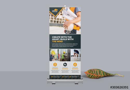Construction Business Roll Up Banner Layout - 303626391