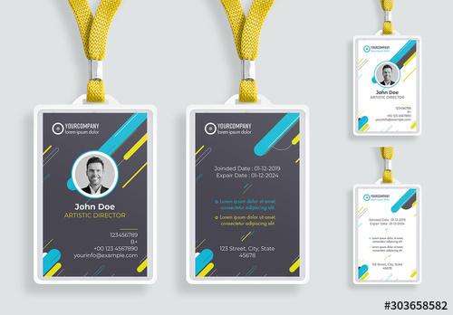 ID Card Layout with Colorful Elements - 303658582