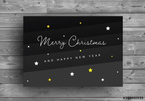 Christmas Card Layout with Stars - 303880939