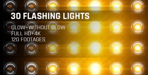 Videohive - 120 Flashing Light Full HD and 4K Warm Glow Loop Footages/ Gold Award Led Light Stage Backgrounds - 20889483
