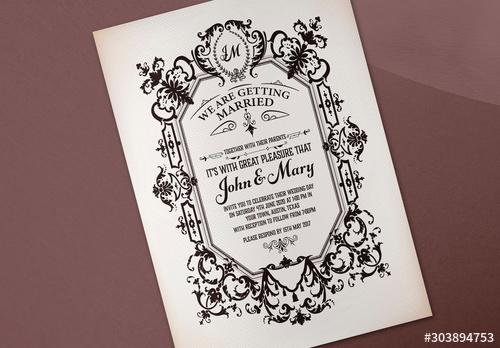 Baroque Wedding Invitation Layout - 303894753
