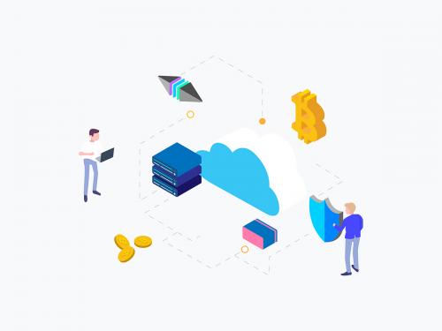 Isometric Graphic Cloud Mining Cryptocurrency