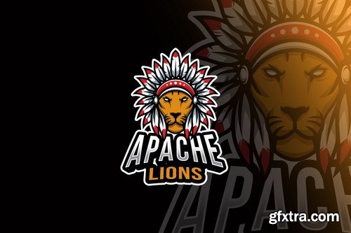 Apache Lion Head Esport Logo Template