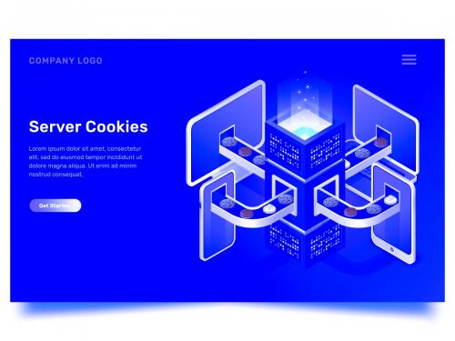 isometric server cookies technology concept