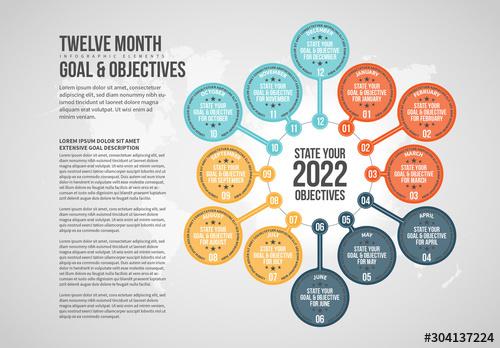 Twelve Month Objectives Infographic - 304137224