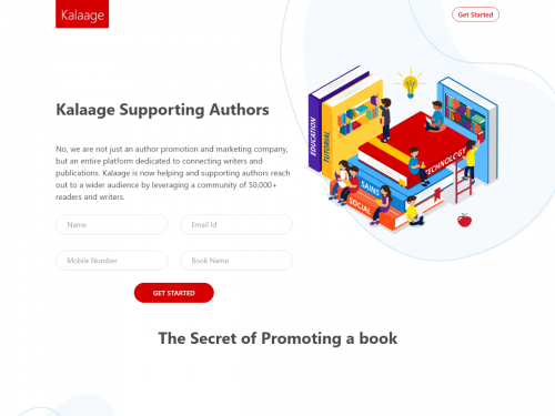 Kalaage - Connecting Writers & Publishers Landing Page