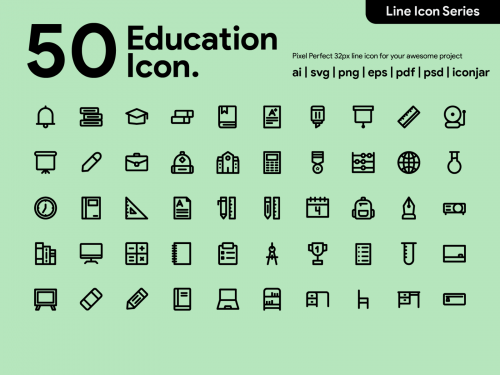 Kawaicon - 50 Education Line Icon