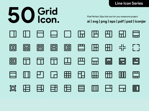 Kawaicon - 50 Grid Line Icon