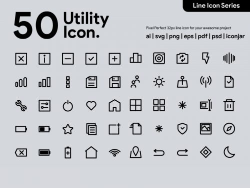 Kawaicon - 50 Utility Line Icon
