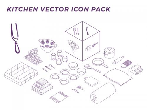 Kitchen vector icon pack