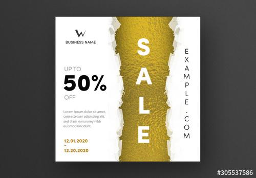 Sale Card Layout with Gold Foil Accent - 305537586