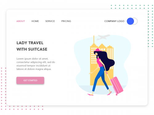 Lady Travelling With Suitcase flat design concept for Travel app