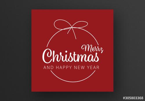 Minimal Christmas Card Layout with White Typography - 305803368
