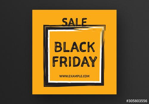 Black Friday Sale Card Layout with Black and Orange Accents - 305803556