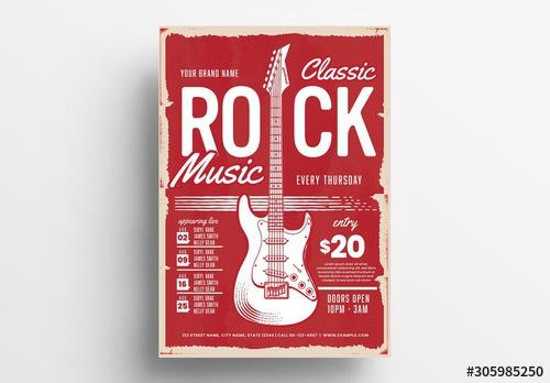 Rock Music Flyer/Poster Layout - 305985250