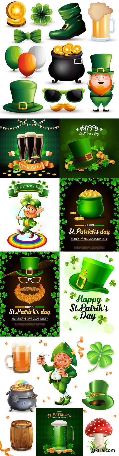 St. Patrick\'s realistic collelection vector illustrations