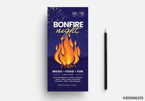 Bonfire Night Rack Card with Campfire Illustration - 305986255