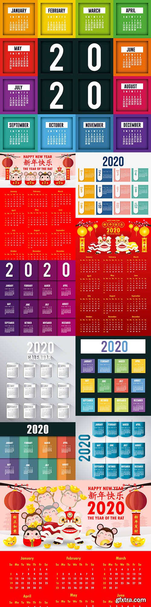 Calendar New Year 2020 design template 4