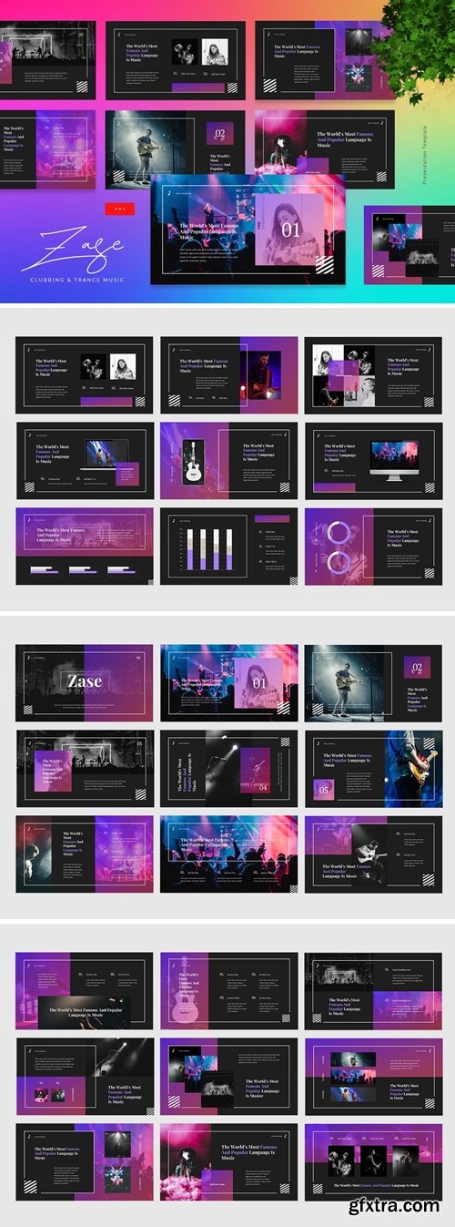 Zase - Clubbing And Trance Music Powerpoint, Keynote and Google Slides Templates